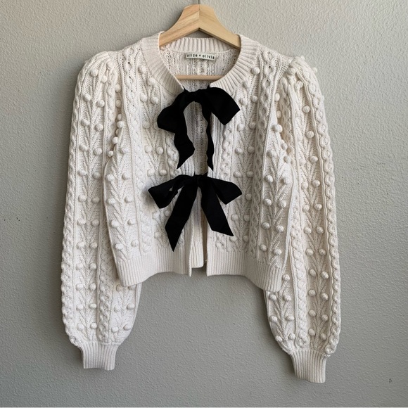 Alice and Olivia Kitty Puff Sleeve Cardigan - Picture 5 of 16